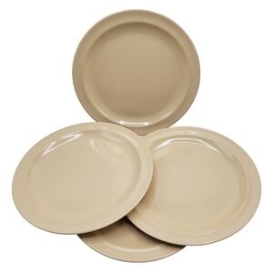 Adcraft Melamine Heavy Duty Dinner Plate Bar Restaurant Ware MCM Set of 4 Beige